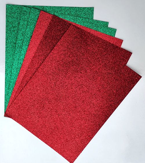 CBC Poinsettia Red and Holly Green Glitter Paper CBC Poinsettia