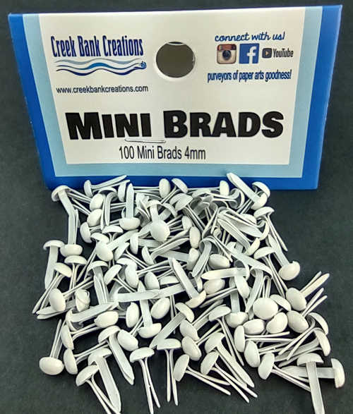 CBC Mini Brads White Mini Brad, white, Eyelet Outlet, 4mm brad, Brad22006  [CBC Mini Brads White] - $4.50 : Creek Bank Creations, Inc. 