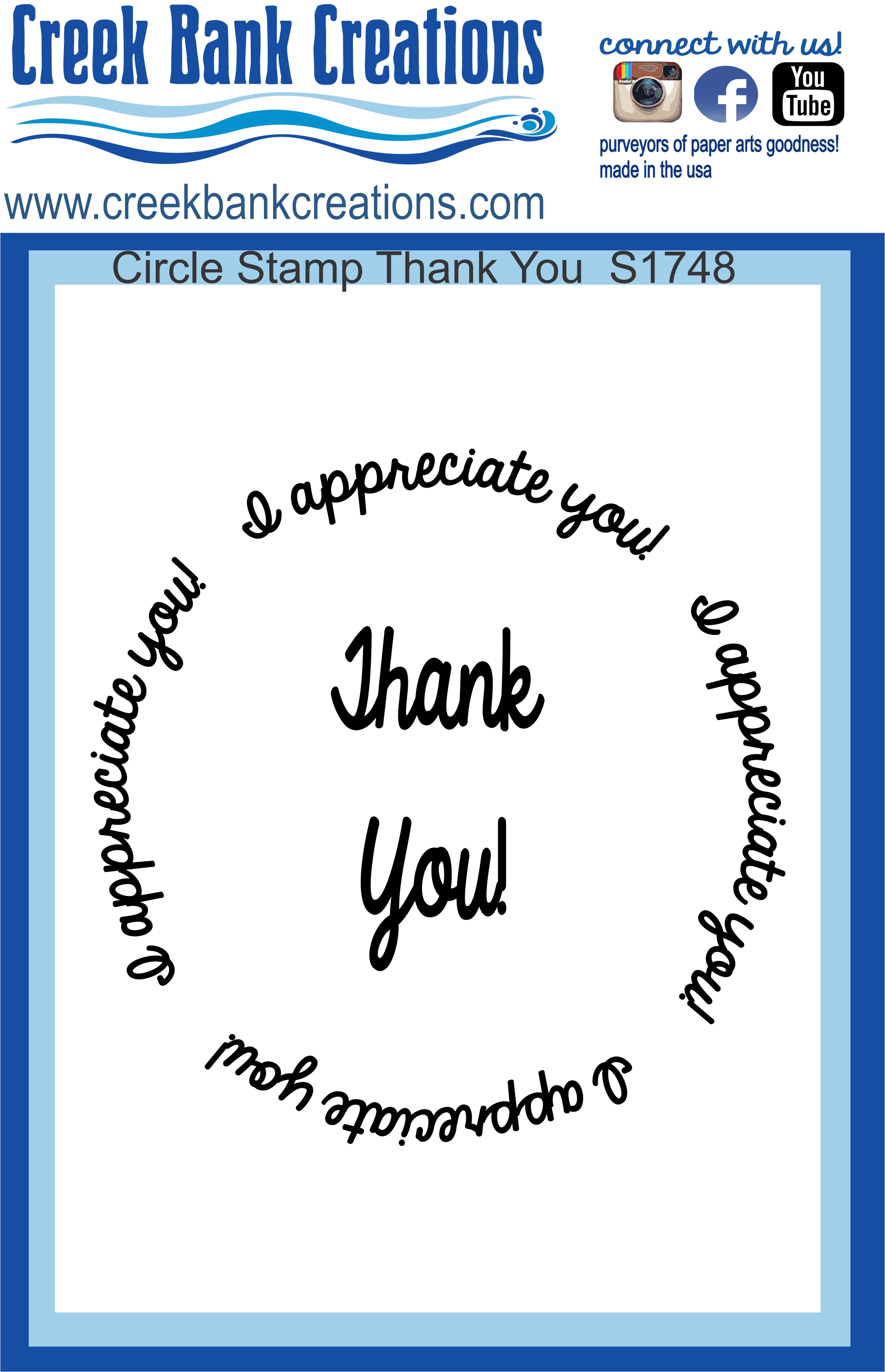 CBC Circle Stamp Thank You Circle Stamp Thank You S1748, spiral pop up [CBC  Circle Stamp Thank You] - $7.99 : Creek Bank Creations, Inc. 