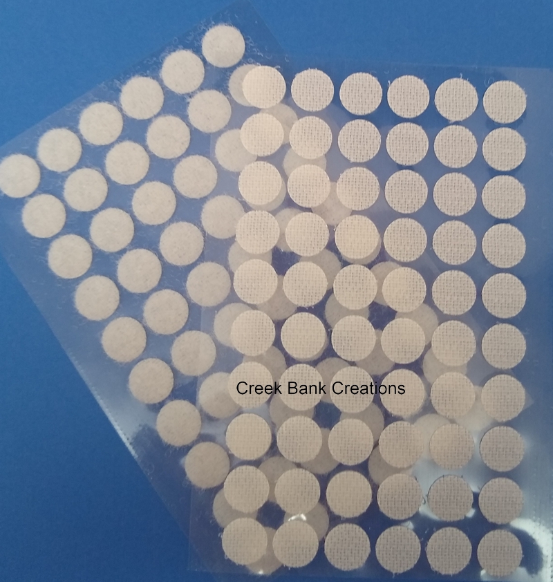 CBC 3/8 round sticky dots sticky, sticky dots, velcro dots 3/8 sticky dots,  velcro coins, [CBC 3/8 round sticky dots] - $3.99 : Creek Bank Creations,  Inc. 